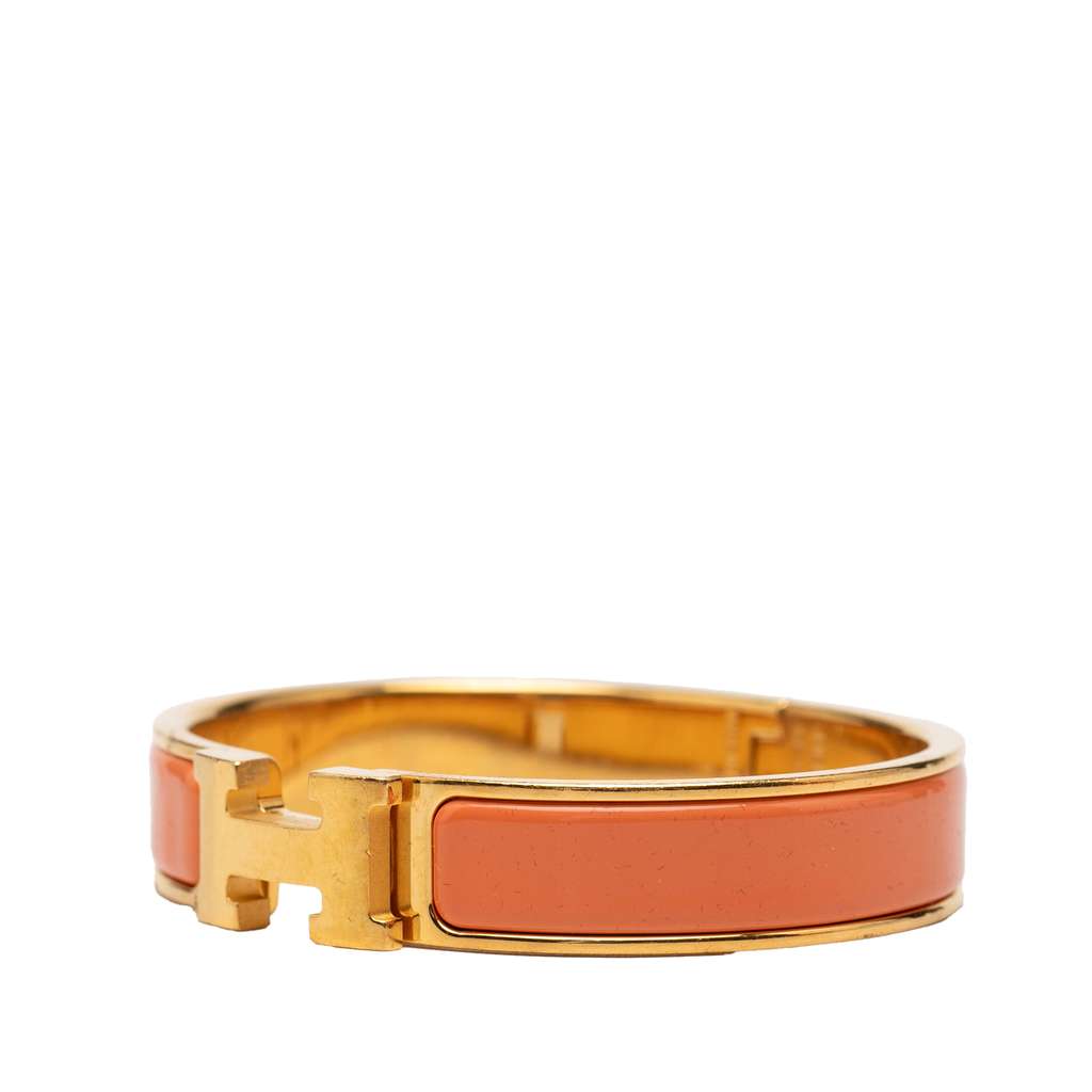 Hermès Narrow Enamel Clic H Bracelet PM Orange Good condition - Back View