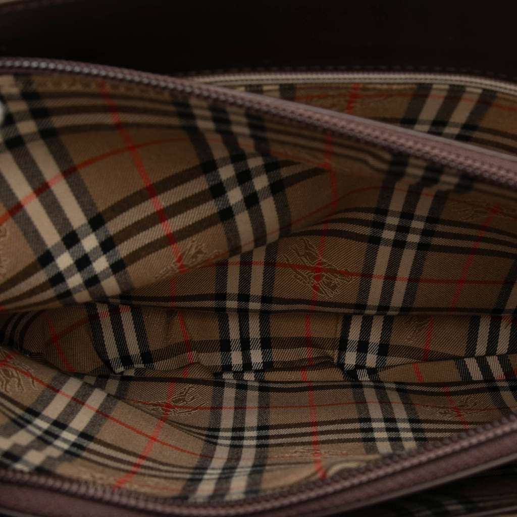 Burberry House Check Trimmed Leather Crossbody Brown Leather Good condition - Model View