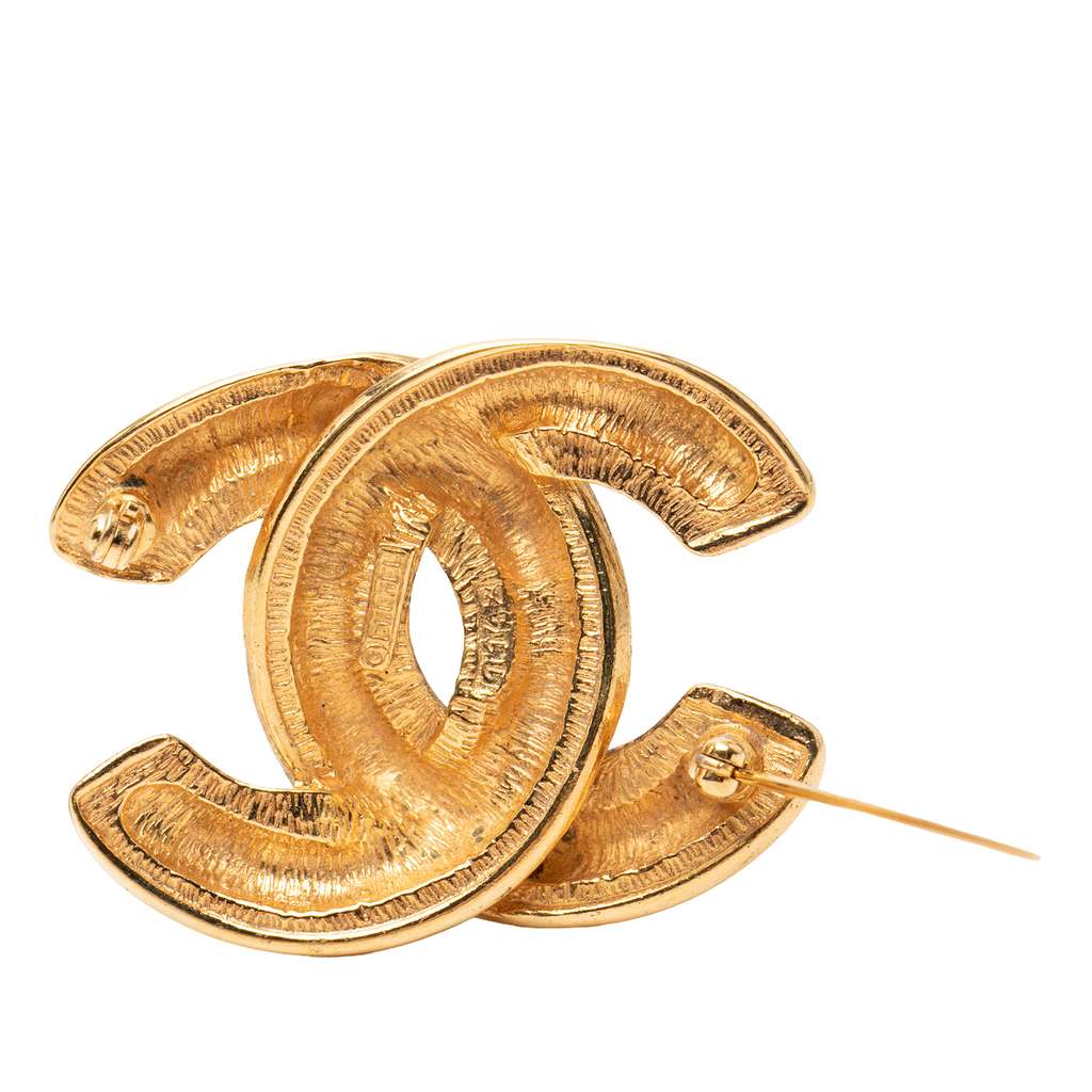 Chanel Gold Plated CC Quilted Brooch Gold Metal Good condition - Inside View
