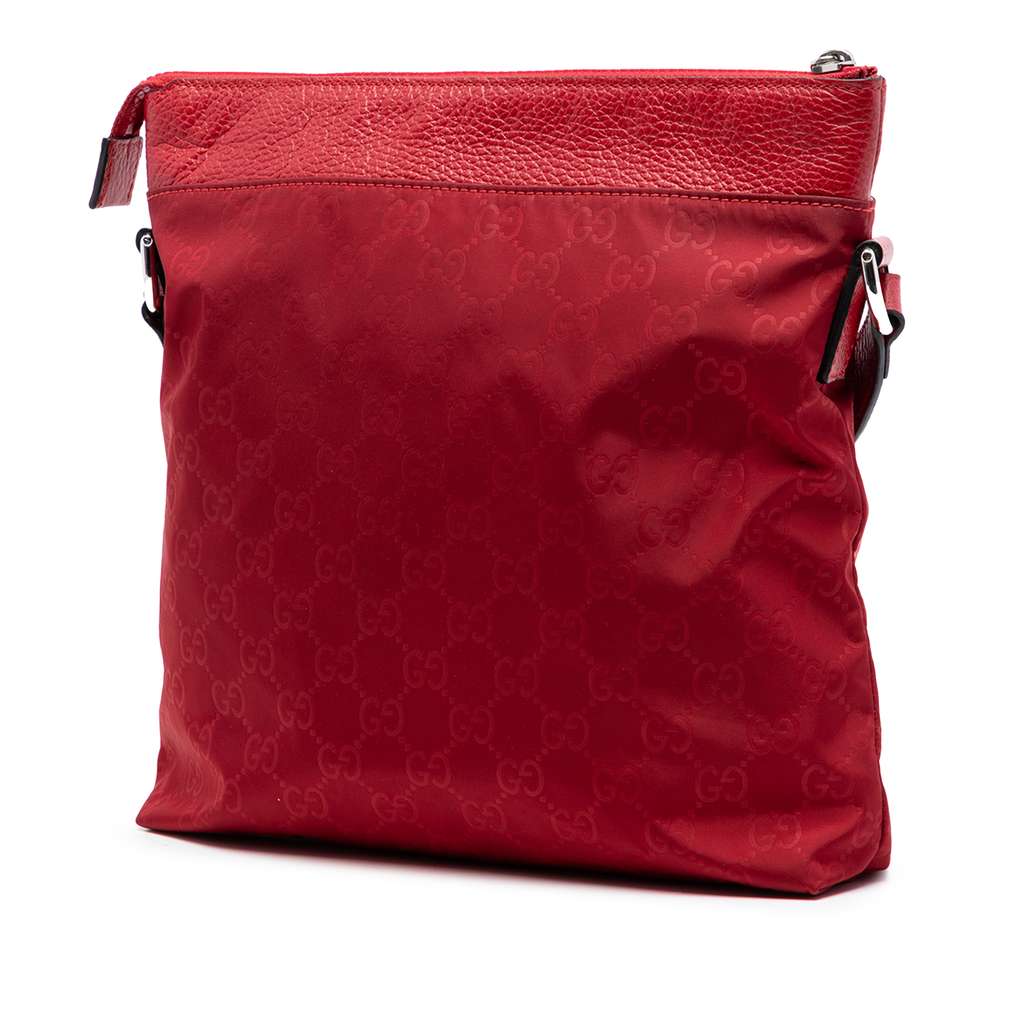 Gucci GG Nylon Flat Messenger Bag Red Good condition - Back View