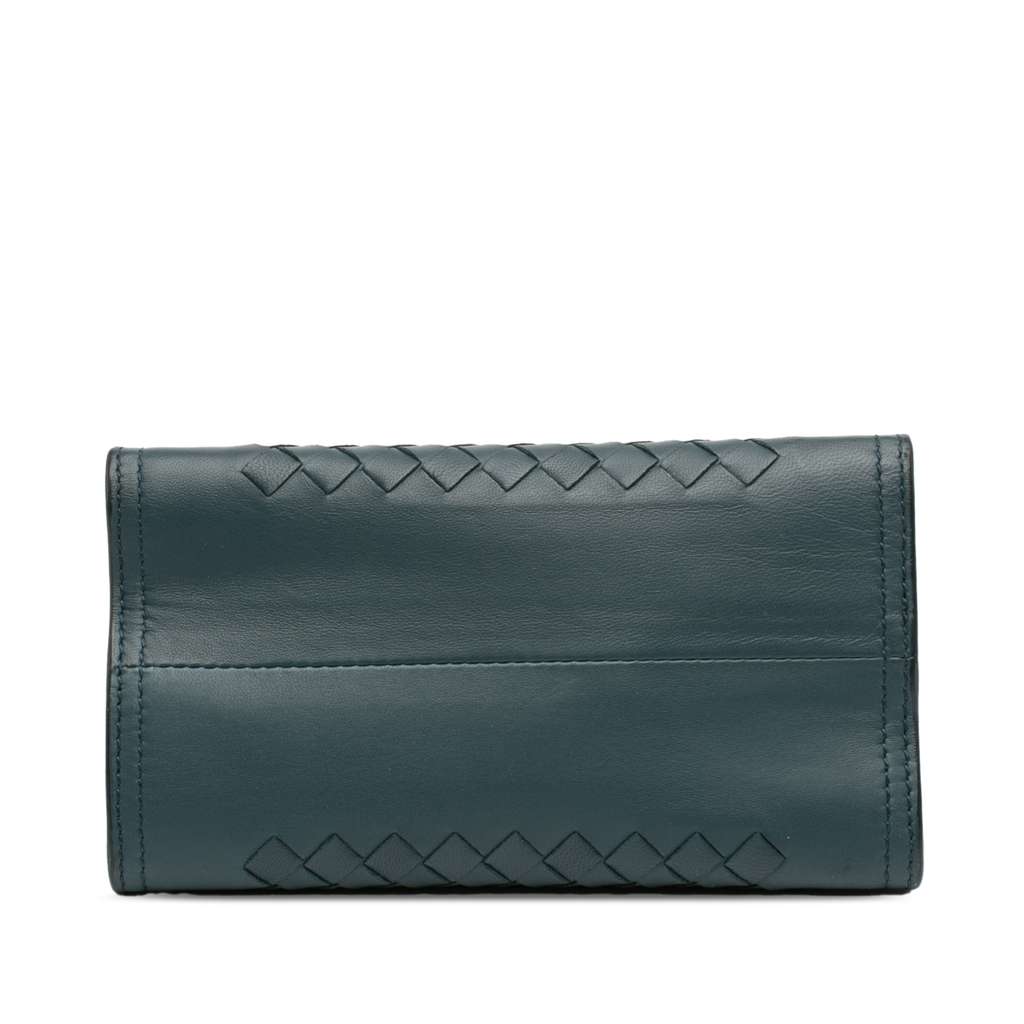 Bottega Veneta Nappa Intrecciato Chain Wallet Blue Leather Good condition - Inside View