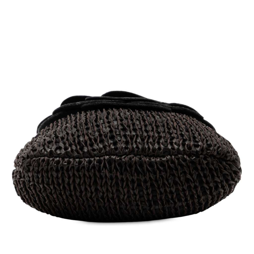 Bottega Veneta Woven Leather Floral Shoulder Bag Black Leather Good condition - Inside View