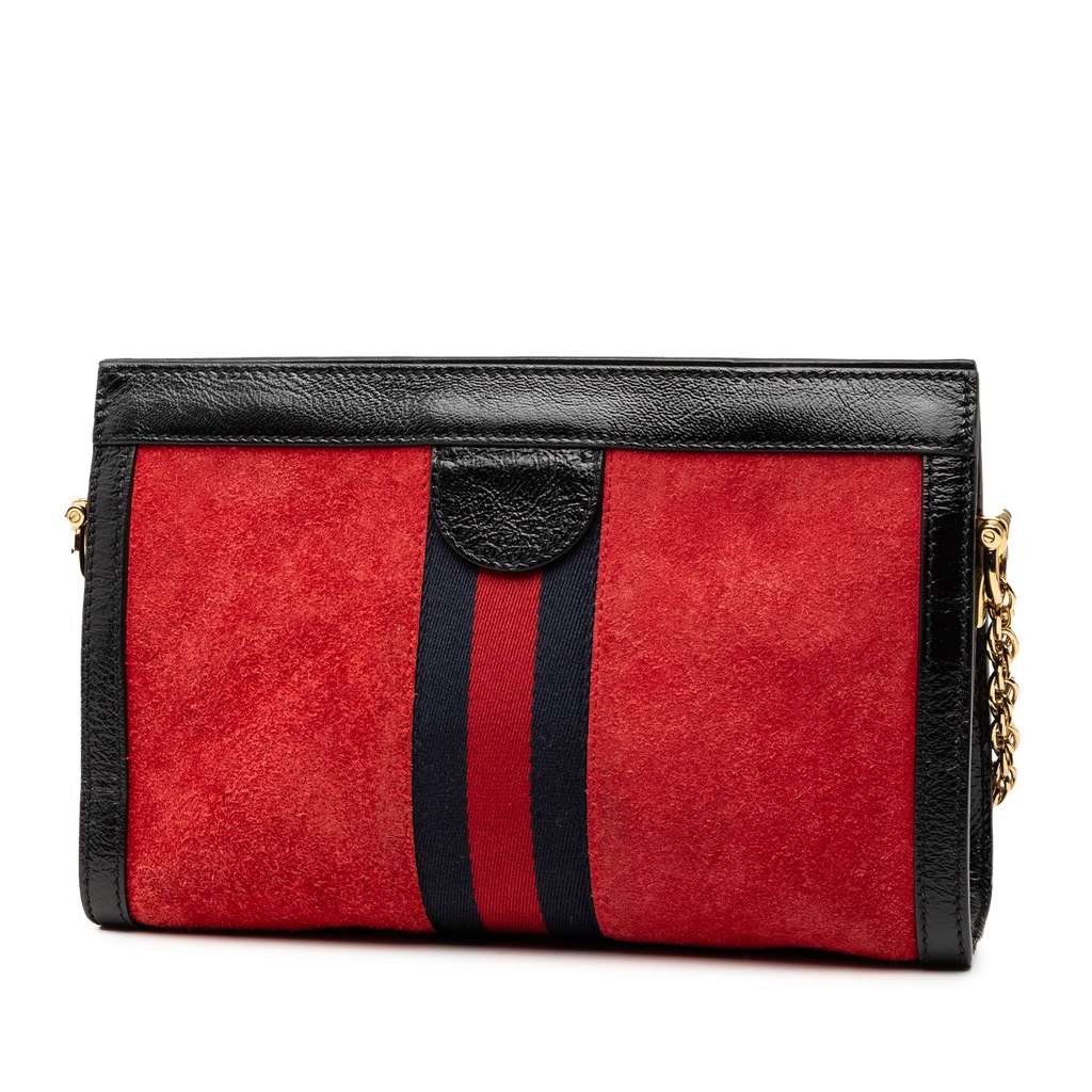 Gucci Small Suede Ophidia Chain Crossbody Red Leather Good condition - Back View