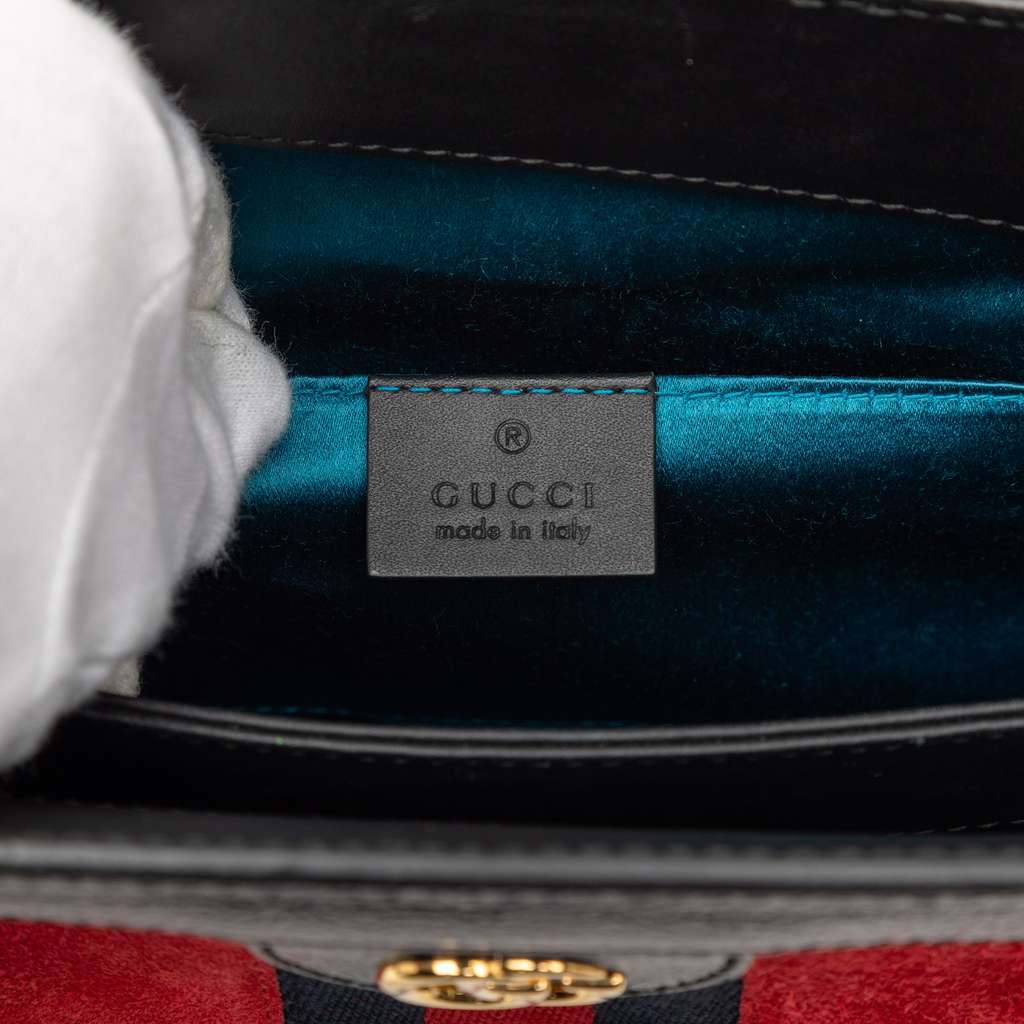 Gucci Small Suede Ophidia Chain Crossbody Red Leather Good condition - Box View