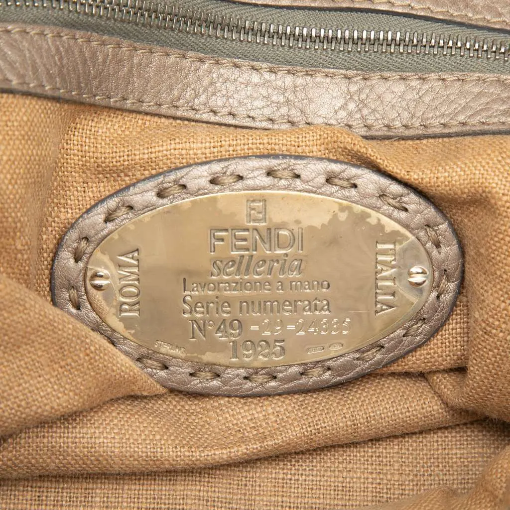 Fendi Large Leather Selleria Villa Borghese Tote Gold Leather Good - Box View