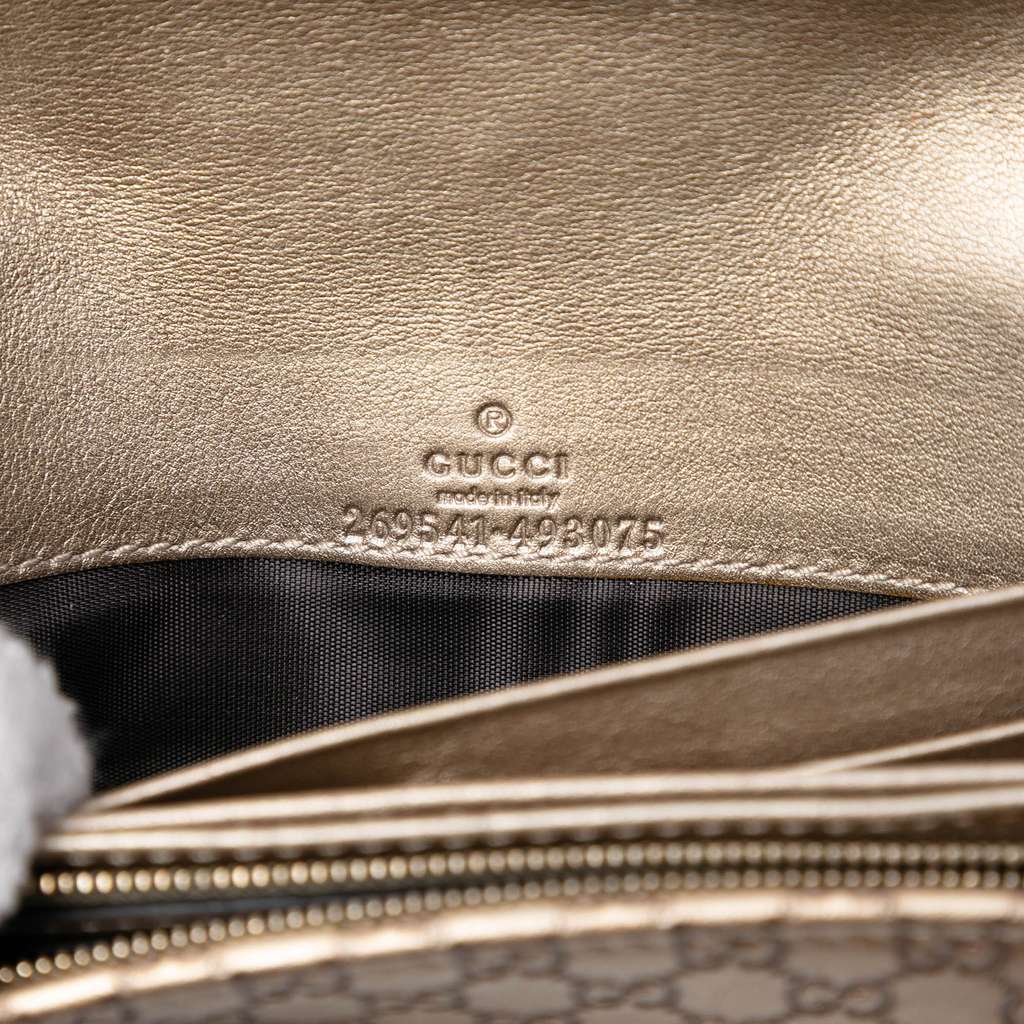 Gucci Metallic Microguccissima Dice Wallet On Chain Gold Leather Good condition - Box View