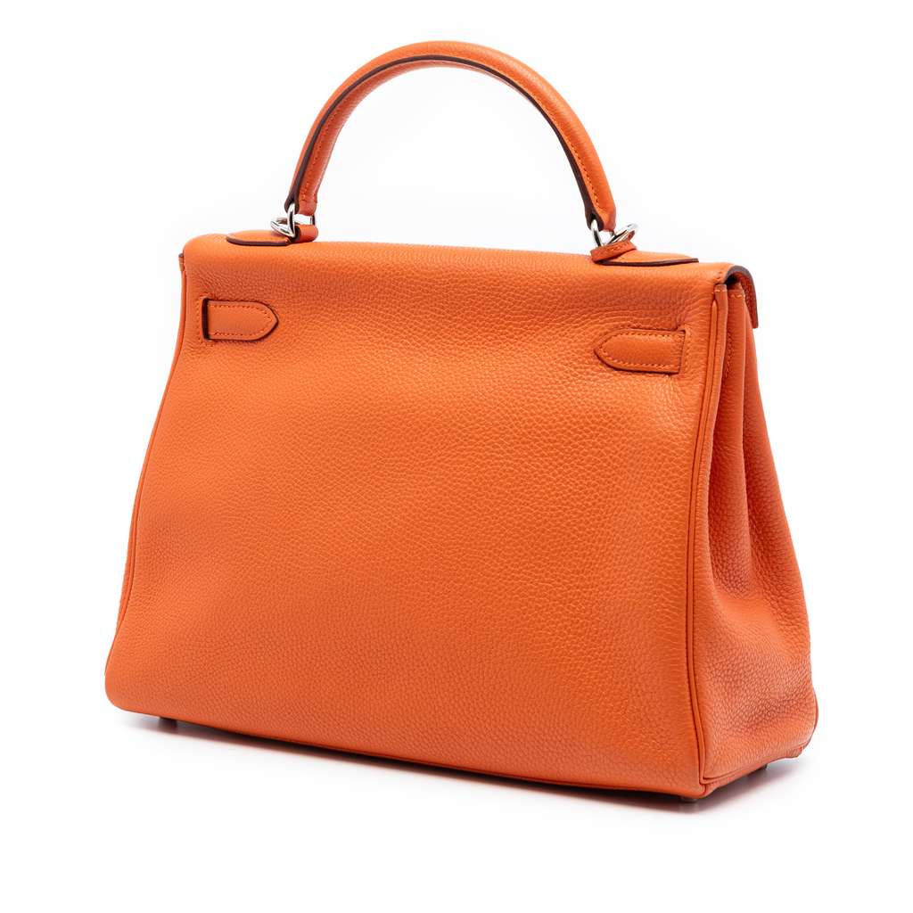 Hermès Togo Kelly II Retourne 32 Orange Leather Good condition - Back View
