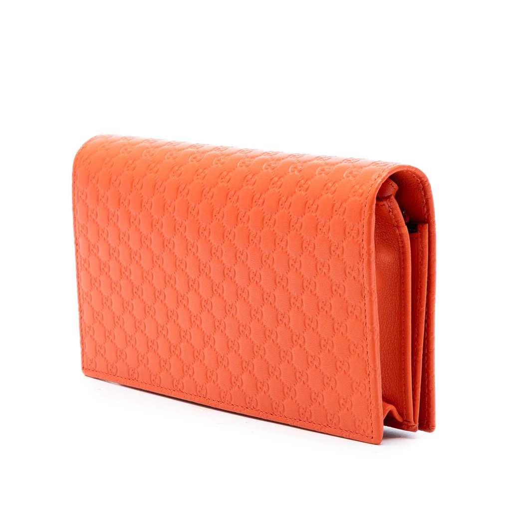 Gucci Microguccissima Wallet on Strap Orange Leather Good condition - Back View