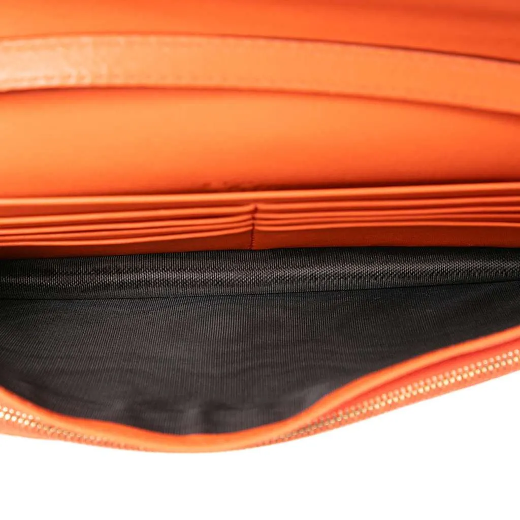 Gucci Microguccissima Wallet on Strap Orange Leather Very good - Model View