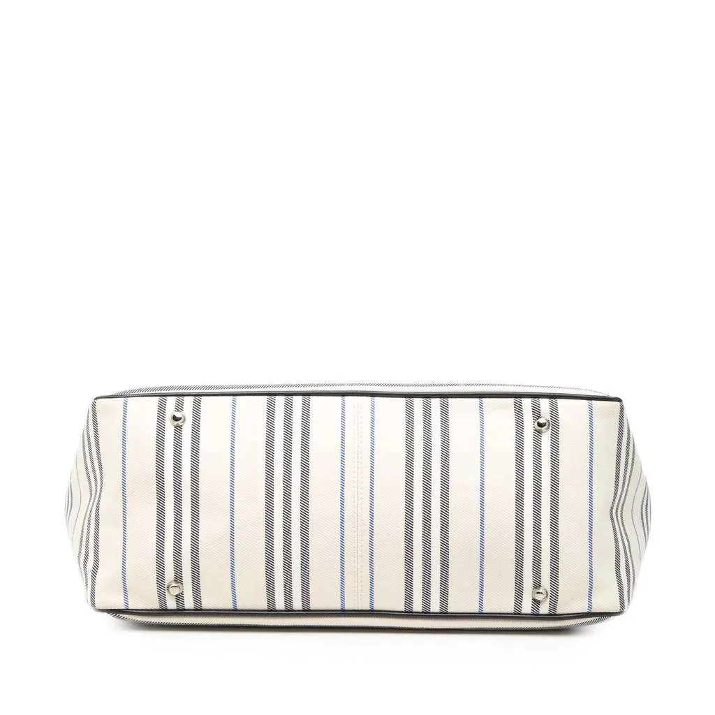 Burberry Striped Canvas Handbag White Canvas Good - Inside View