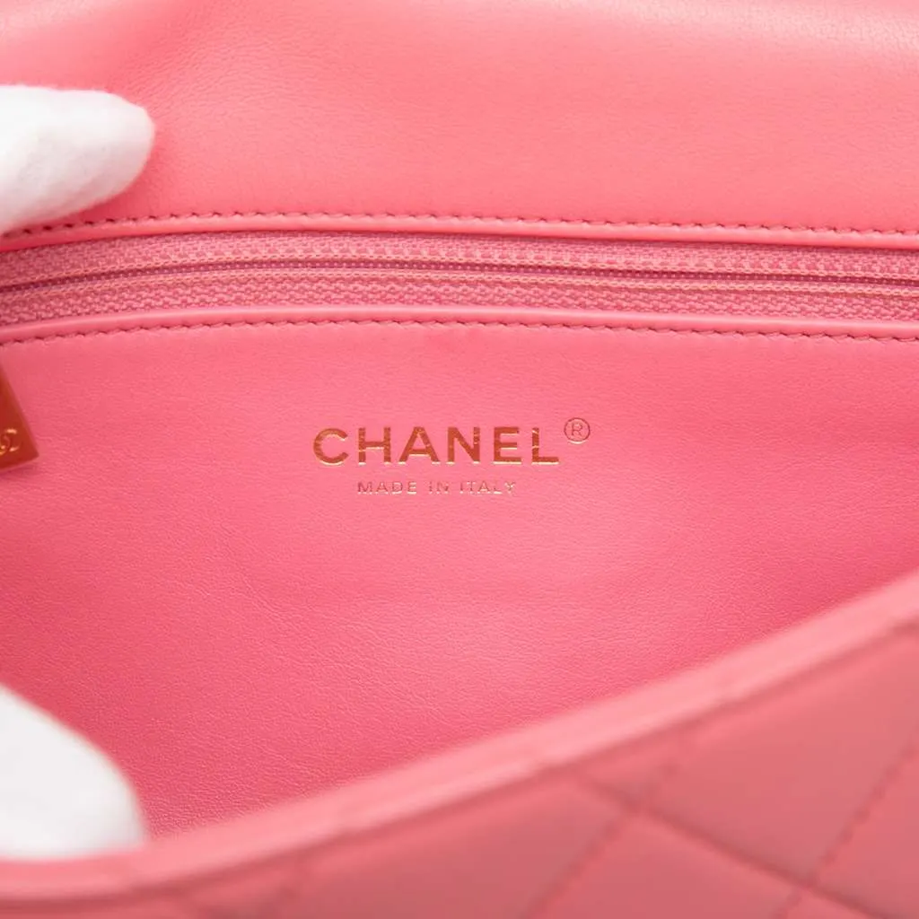 Chanel Medium Quilted Lambskin Logo Letters Chanel Touch Chain Flap Pink Leather Very good - Box View
