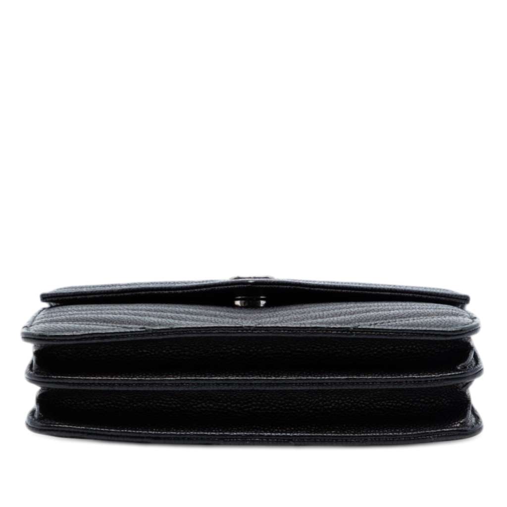 Chanel CC Chevron Caviar Square Wallet On Chain Black Leather Good condition - Inside View