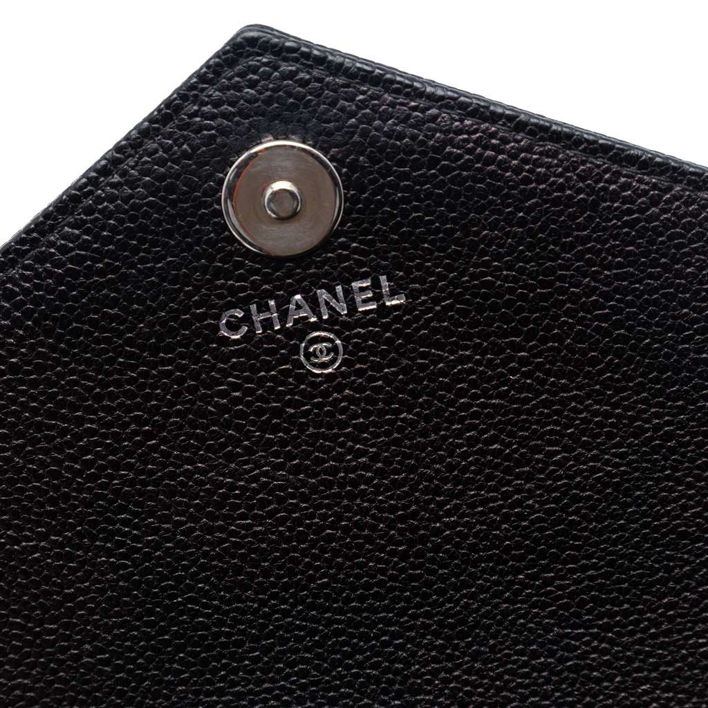 Chanel CC Chevron Caviar Square Wallet On Chain Black Leather Good condition - Box View