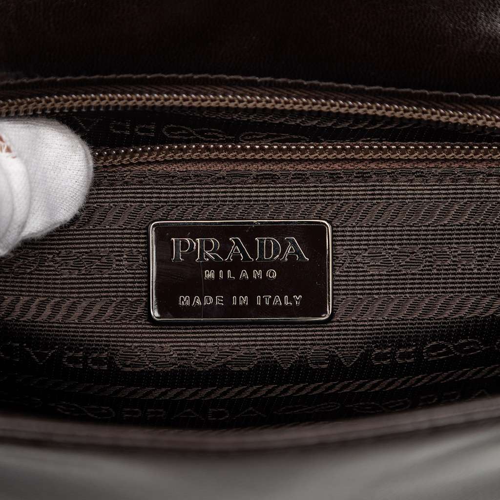 Prada Goatskin Madras Swing Chain Shoulder Bag Brown Leather Good condition - Box View
