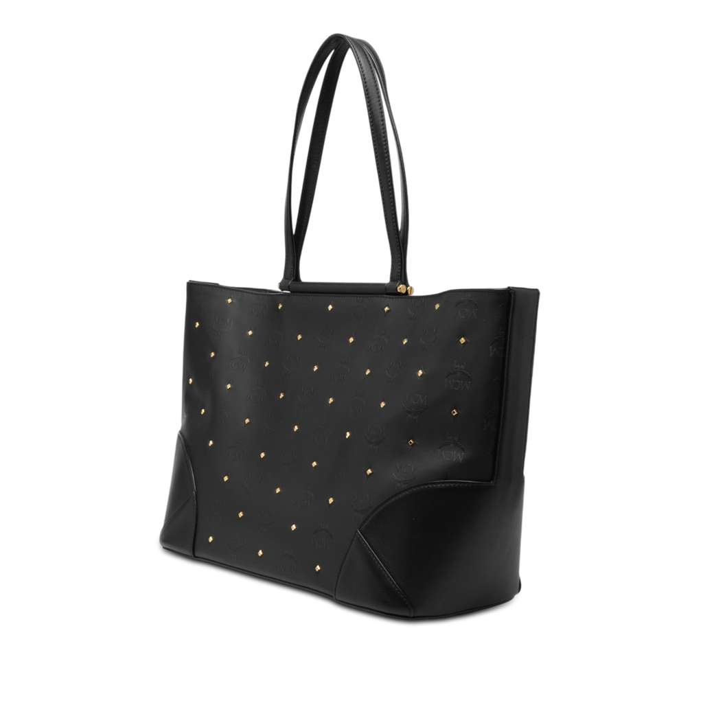 Mcm Visetos Nylon Claudia Studded Tote Black Good condition - Back View