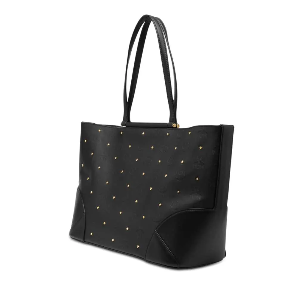 MCM Visetos Nylon Claudia Studded Tote Black Very good - Back View