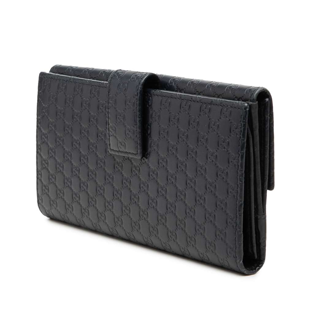 Gucci Microguccissima Long Wallet Blue Leather Good condition - Back View