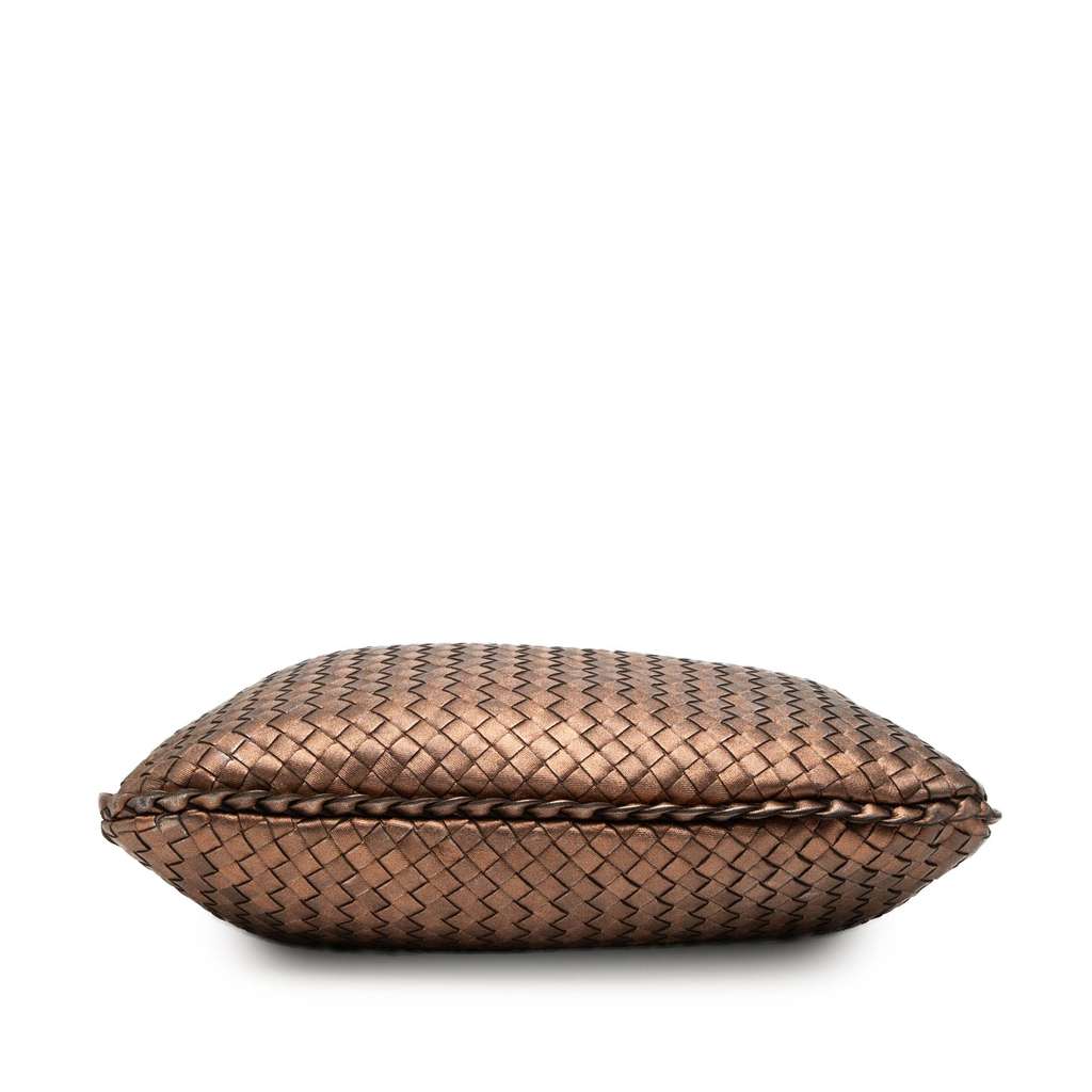 Bottega Veneta Small Metallic Nappa Intrecciato Veneta Hobo Brown Leather Good condition - Inside View