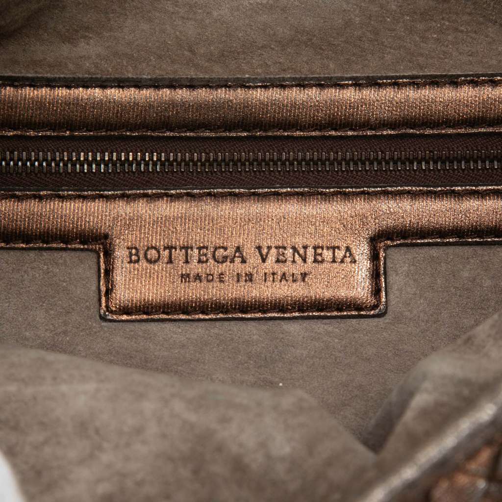Bottega Veneta Small Metallic Nappa Intrecciato Veneta Hobo Brown Leather Good condition - Box View