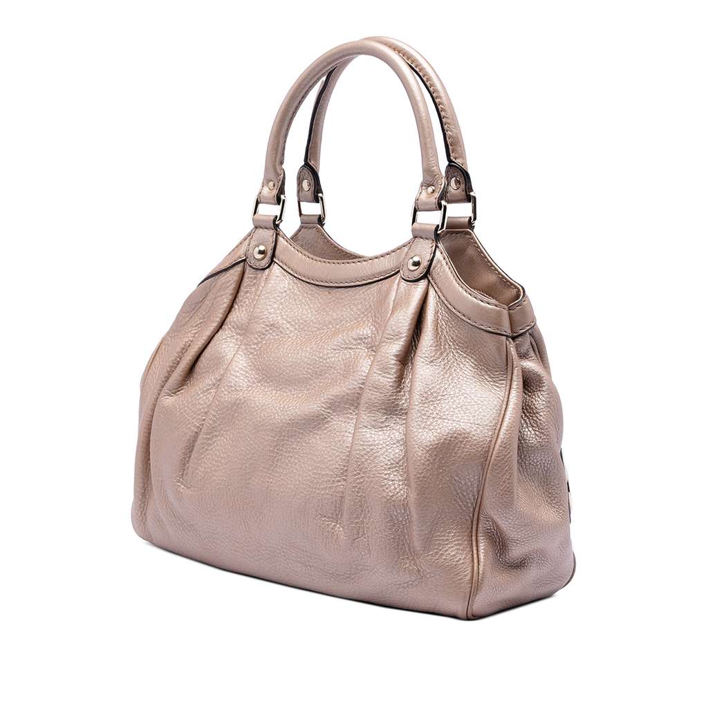 Gucci Medium Metallic Calfskin Sukey Tote Pink Leather Good condition - Back View