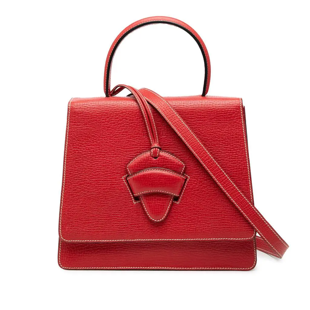 Loewe Textured Leather Barcelona Top Handle Bag Red Leather Very good - Front View