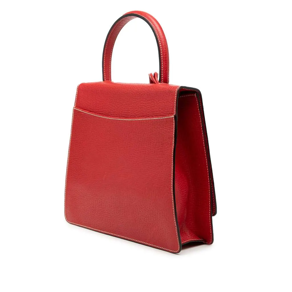 Loewe Textured Leather Barcelona Top Handle Bag Red Leather Very good - Back View