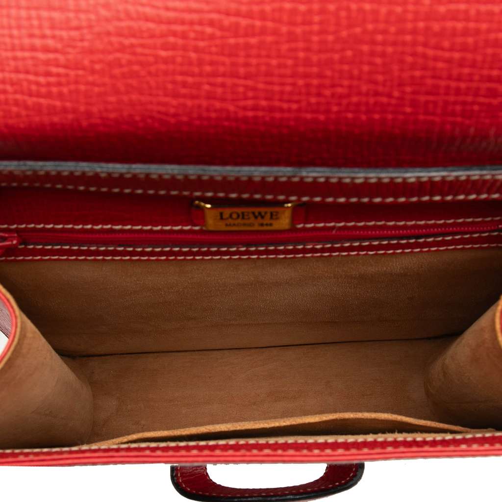 Loewe Textured Leather Barcelona Top Handle Bag Red Leather Good condition - Model View
