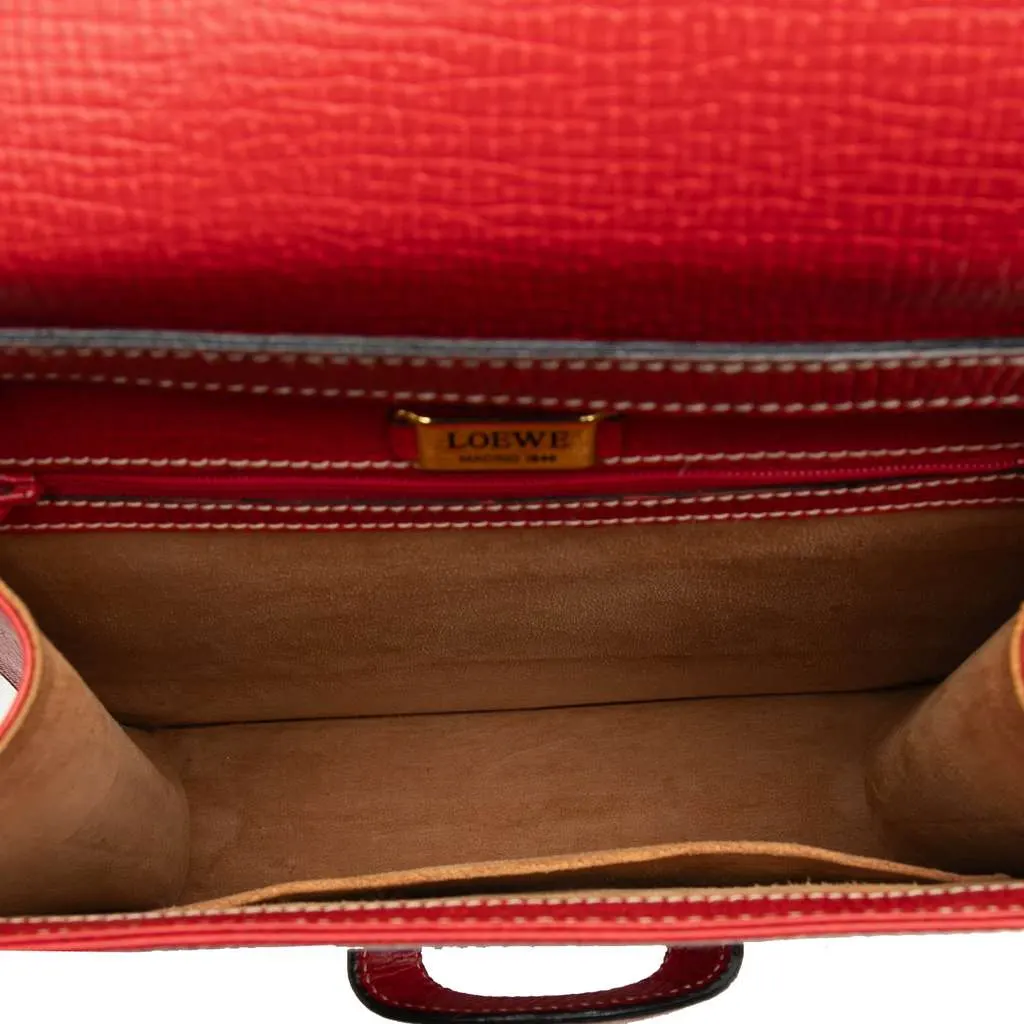 Loewe Textured Leather Barcelona Top Handle Bag Red Leather Very good - Model View