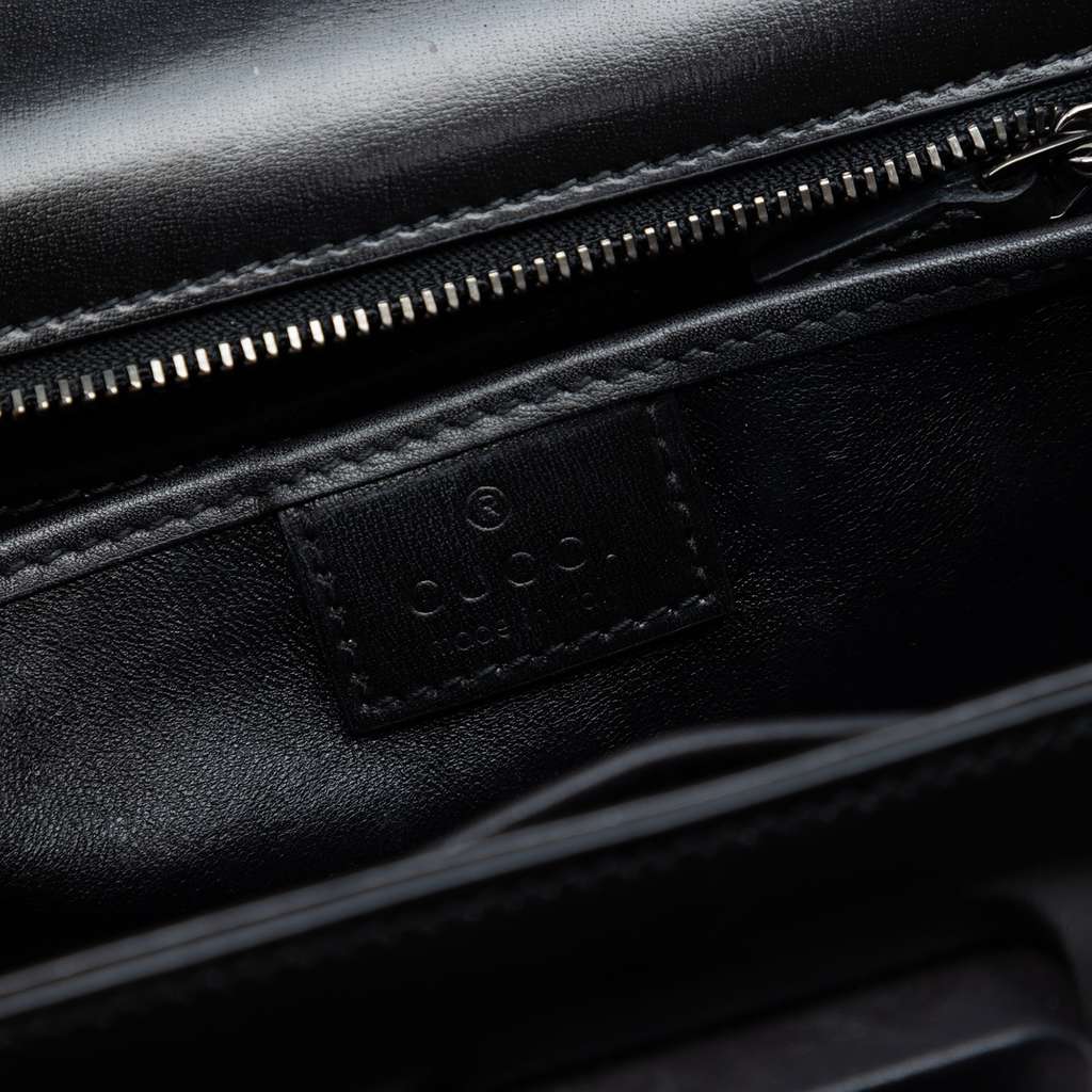 Gucci Small Calfskin 1947 Bamboo Top Handle Bag Black Leather Good condition - Box View