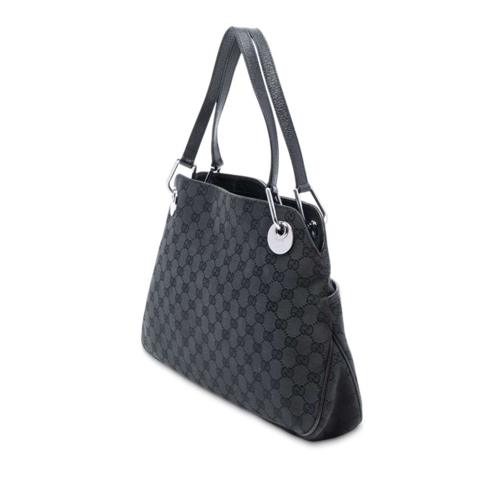 Gucci Medium GG Canvas Eclipse Shoulder Bag Black Canvas Good condition - Back View