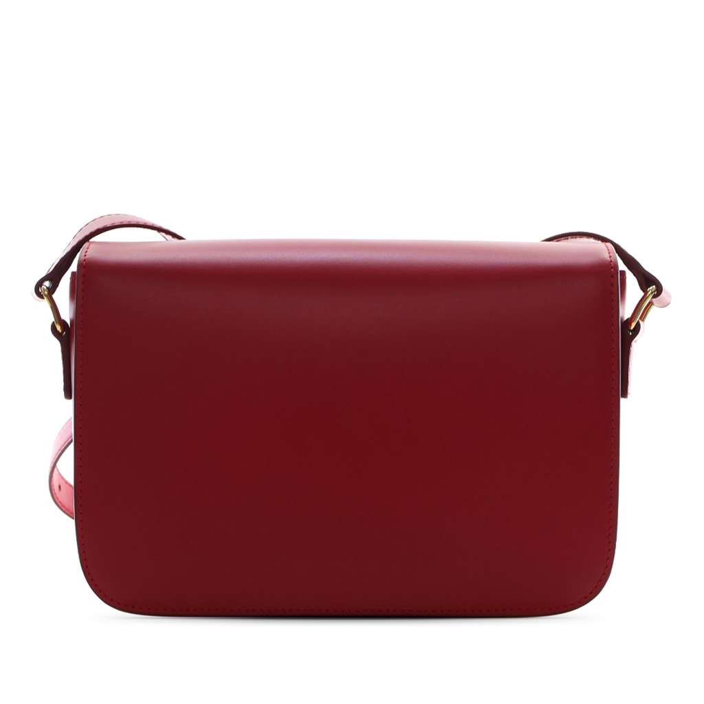 Celine Classique Shiny Calfskin Triomphe Crossbody Red Leather Good condition - Back View