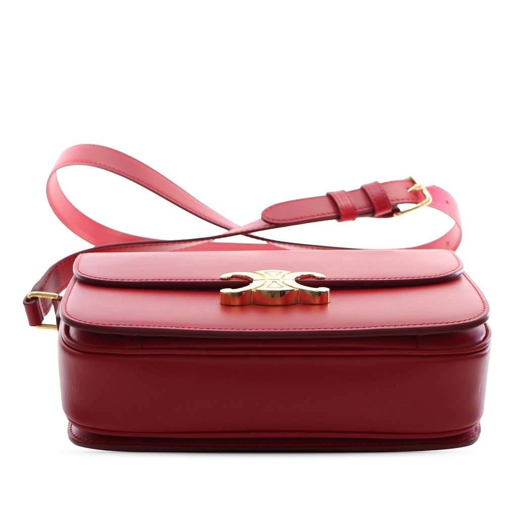Celine Classique Shiny Calfskin Triomphe Crossbody Red Leather Good condition - Inside View