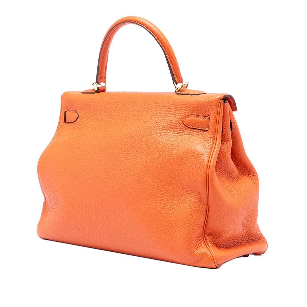 Hermès Togo Kelly II Retourne 35 Orange Leather Good condition - Back View