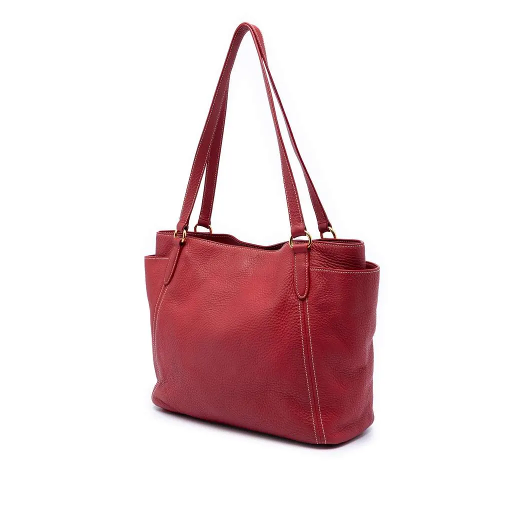 Prada VItello Daino Double Pocket Tote Red Leather Very good - Back View
