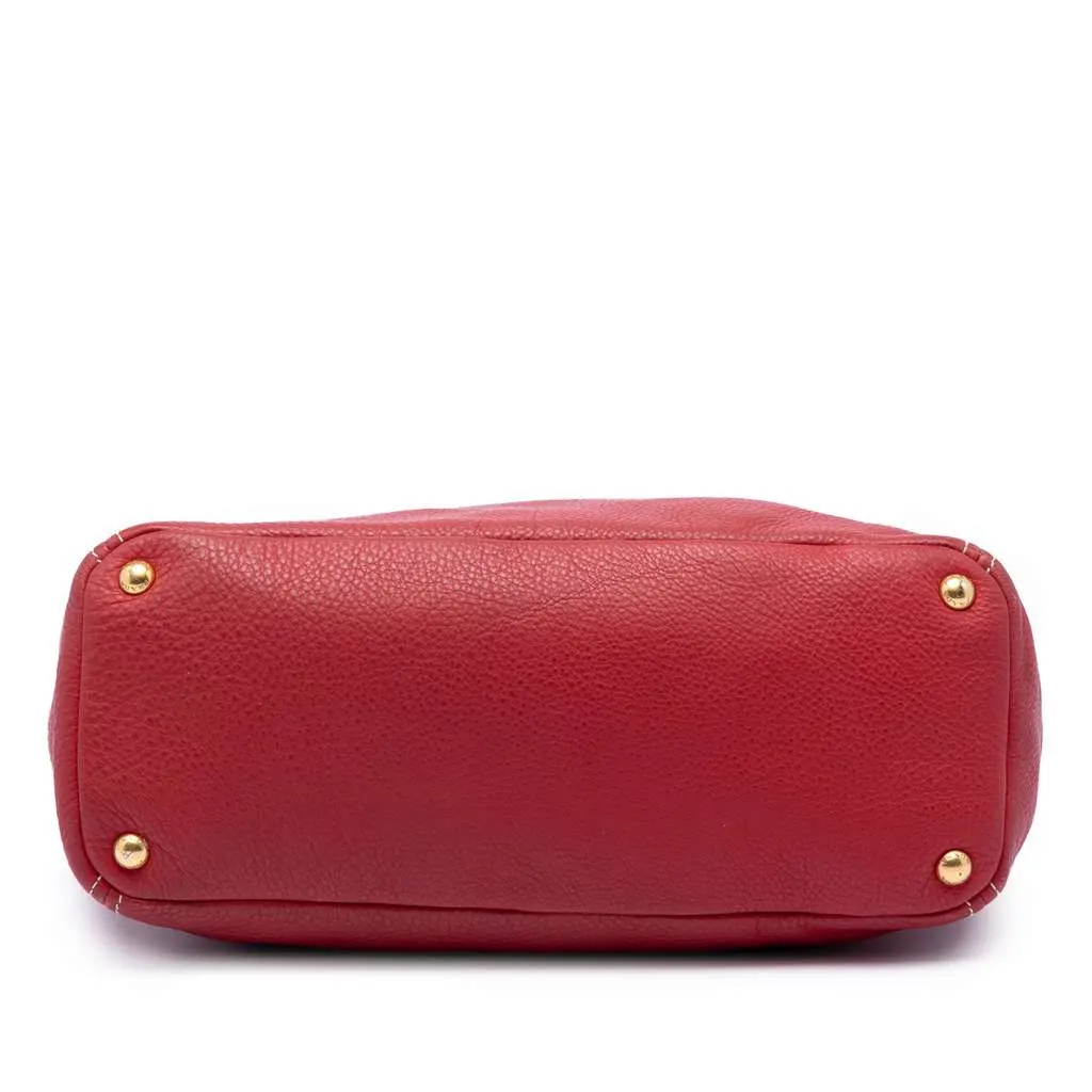 Prada VItello Daino Double Pocket Tote Red Leather Very good - Inside View