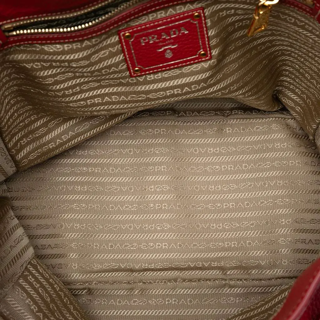 Prada VItello Daino Double Pocket Tote Red Leather Very good - Model View