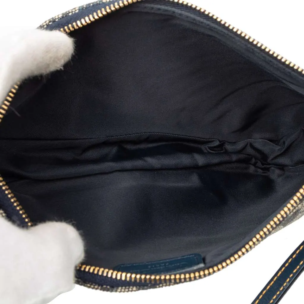 Dior Mini Diorissimo Canvas Saddle Pochette Blue Canvas Very good - Model View