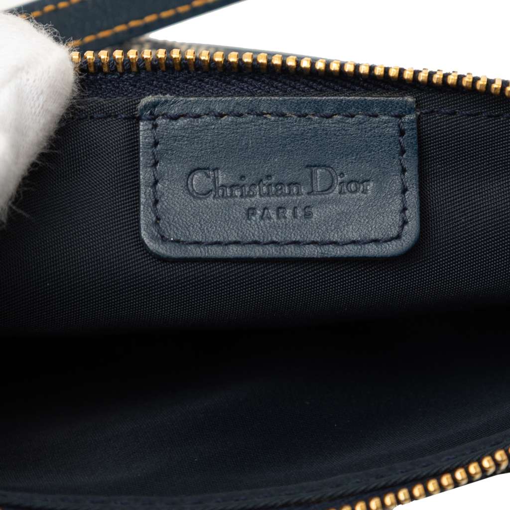 Dior Mini Diorissimo Canvas Saddle Pochette Blue Canvas Good condition - Box View