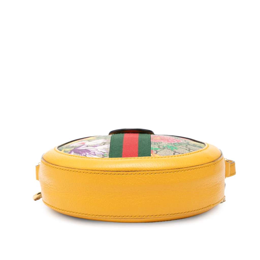 Gucci Mini GG Supreme Flora Ophidia Round Crossbody Beige Good condition - Inside View