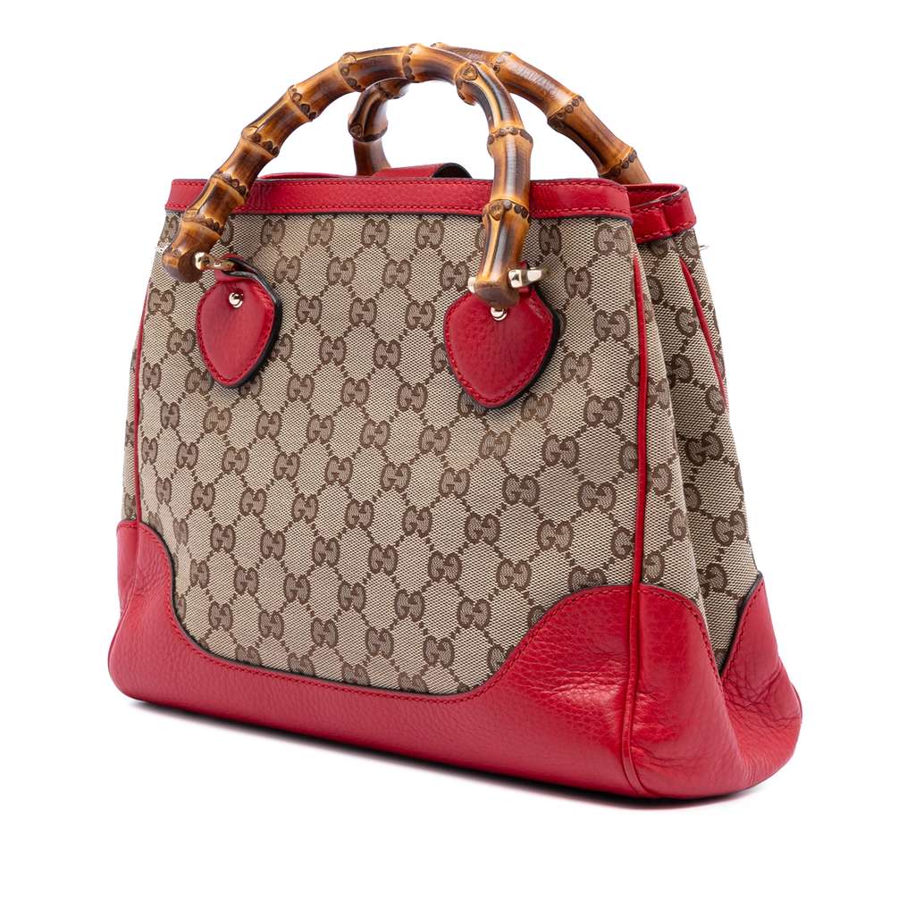 Gucci Small GG Canvas Diana Bamboo Top Handle Tote Beige Good condition - Back View