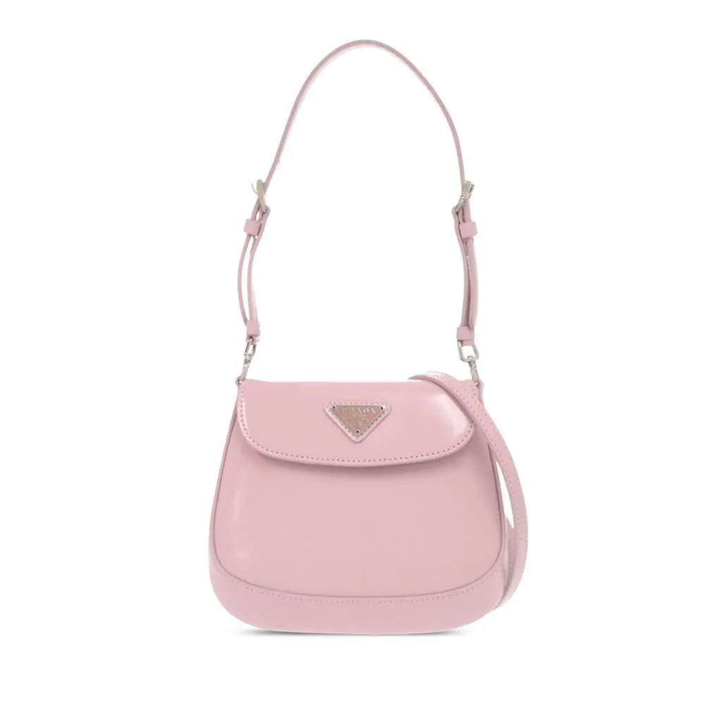 Prada Mini Brushed Leather Cleo Bag Pink Leather Never worn - Front View