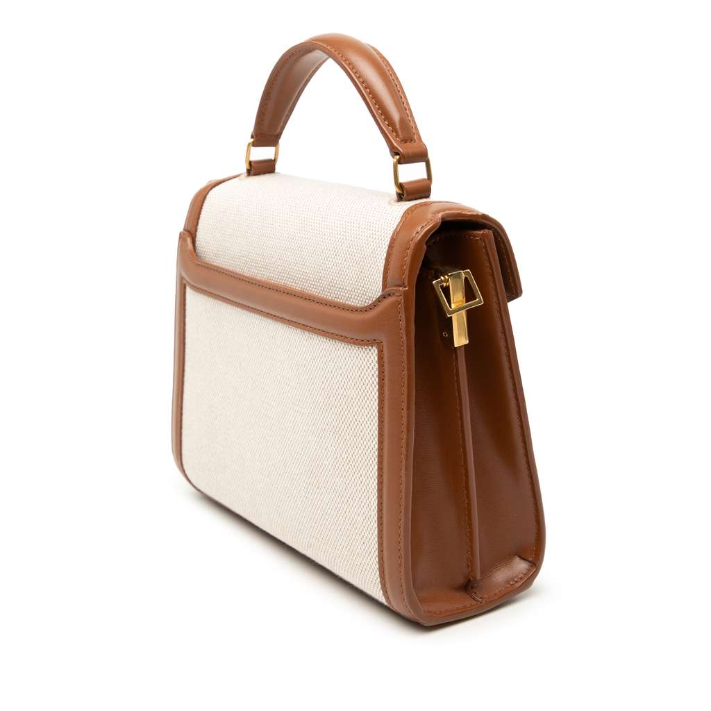 Saint Laurent Mini Canvas Monogram Cassandra Top Handle Bag Brown Canvas Good condition - Back View