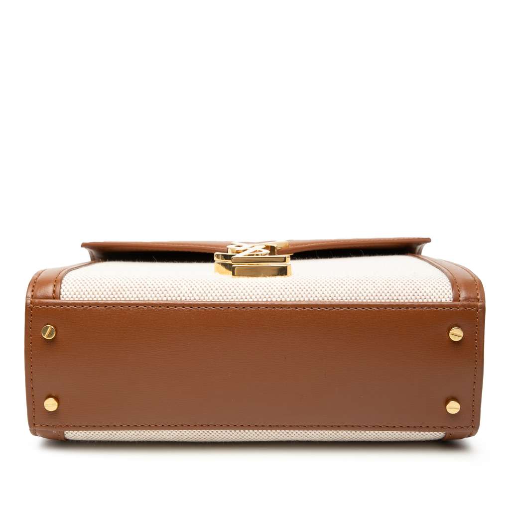 Saint Laurent Mini Canvas Monogram Cassandra Top Handle Bag Brown Canvas Good condition - Inside View