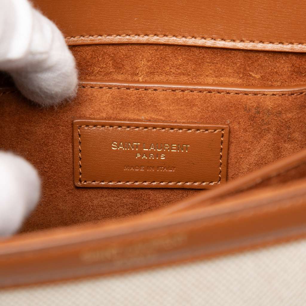 Saint Laurent Mini Canvas Monogram Cassandra Top Handle Bag Brown Canvas Good condition - Box View