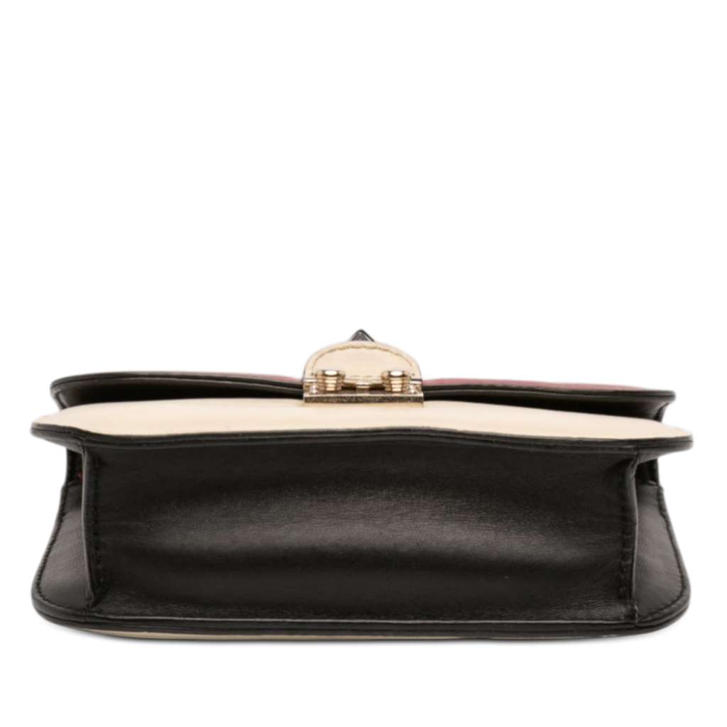 Valentino Small Tricolor Calfskin Rockstud Glam Lock Crossbody White Leather Good condition - Inside View