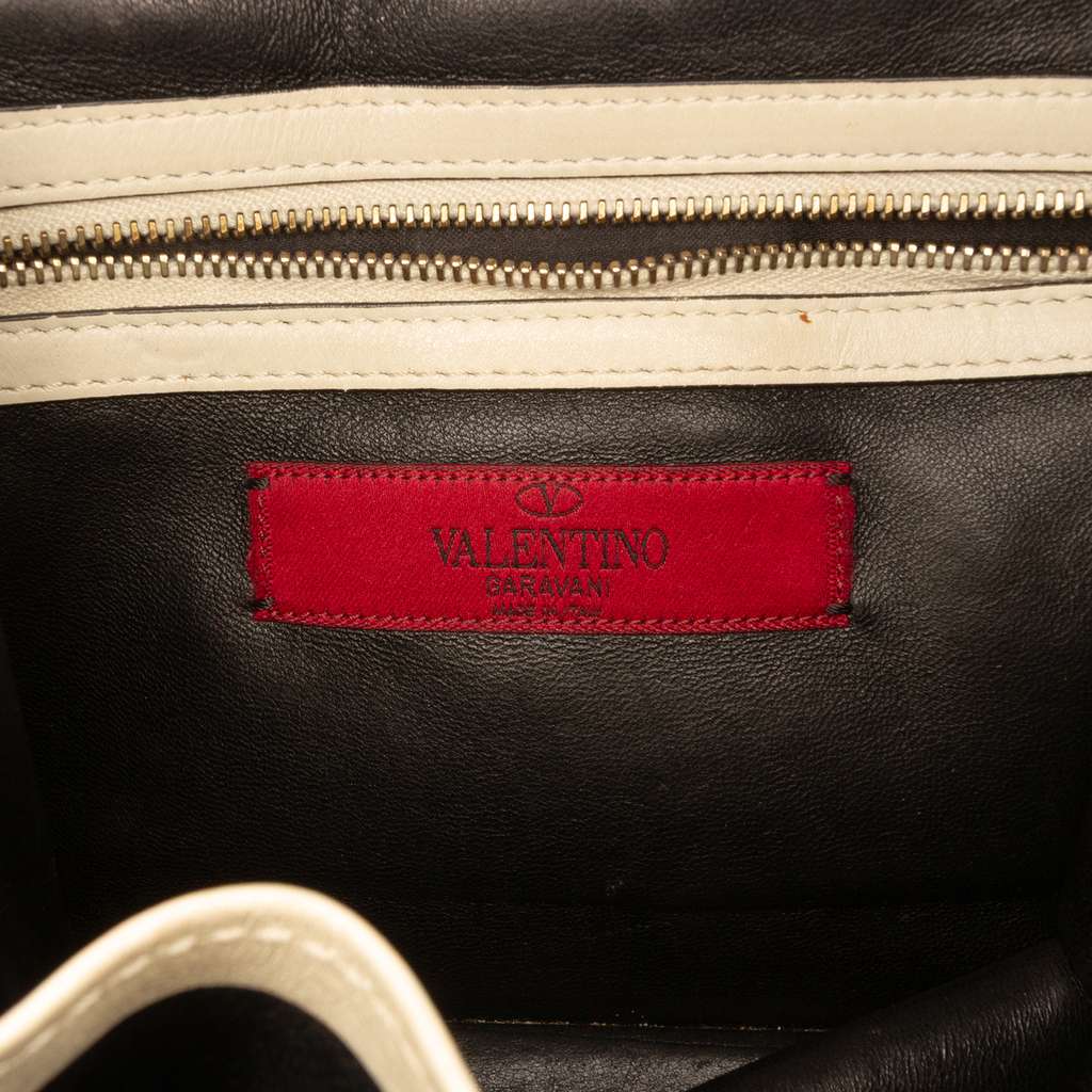 Valentino Small Tricolor Calfskin Rockstud Glam Lock Crossbody White Leather Good condition - Box View