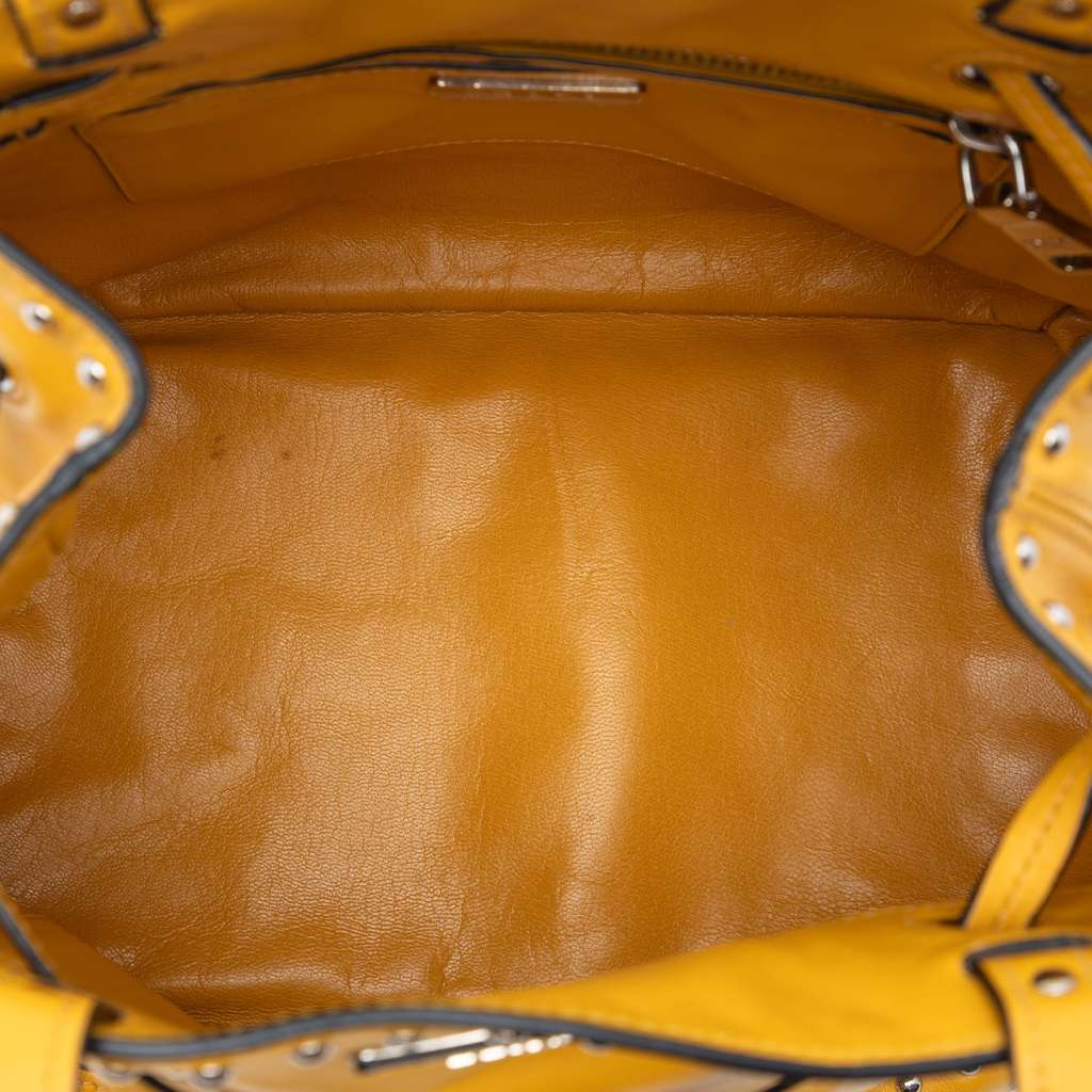 Prada Soft Calf Studded Bucket Bag Yellow Leather Good condition - Model View