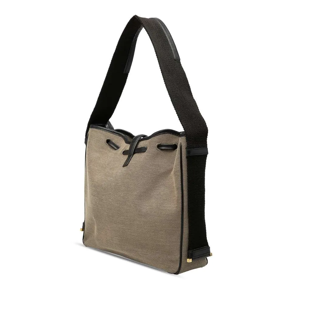 Gucci Canvas Jackie Drawstring Shoulder Bag Beige Canvas Good - Back View