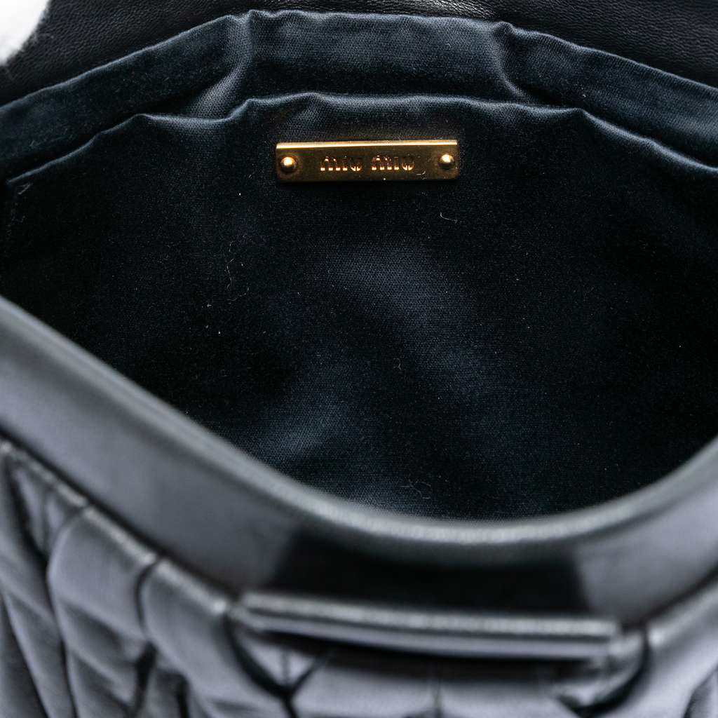 Miu Miu Matelasse Nappa Frame Clutch Black Leather Good condition - Box View