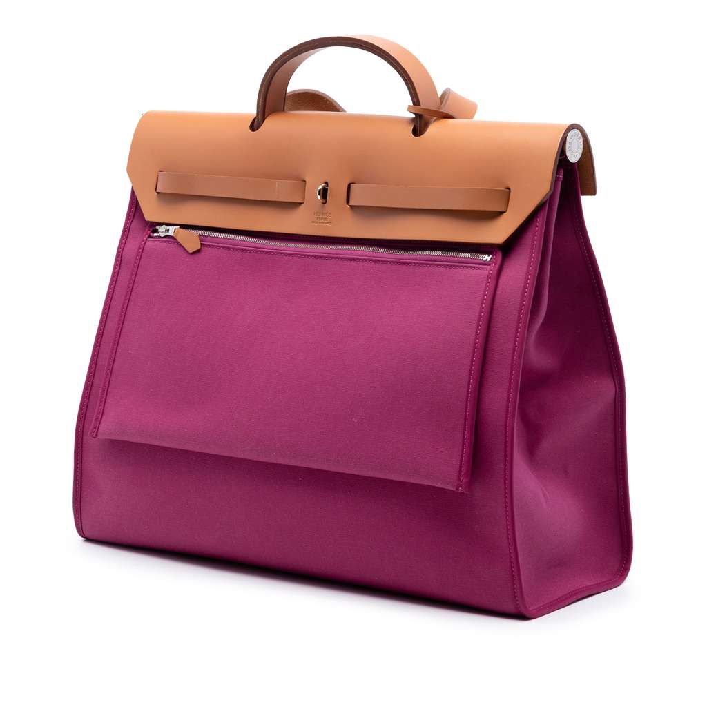 Hermès Toile Herbag Zip 39 Pink Canvas Good condition - Back View